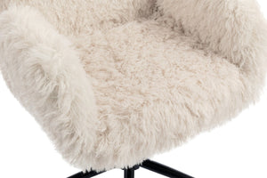 English Elm Criss Cross Swivel Chair Fluffy Lamb Wool Fleece Ergonomic Seat for Home Office W3248P424651