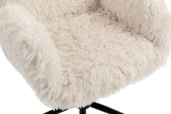 English Elm Criss Cross Swivel Chair Fluffy Lamb Wool Fleece Ergonomic Seat for Home Office W3248P424651