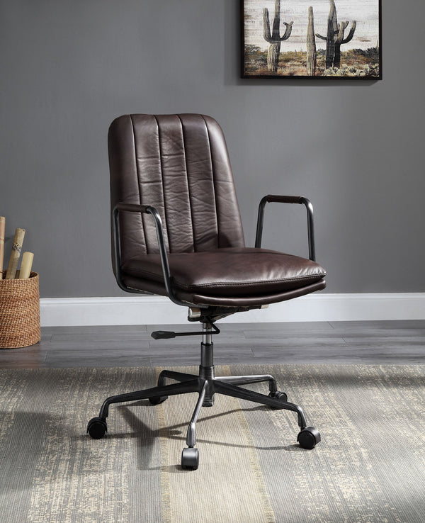 English Elm Eclarn Mars Top Leather Executive Office Chair Dark Brown – 360° Swivel, 5" Cushion, Adjustable Height B2726P386521