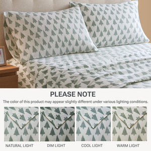 English Elm 4-piece Cal King Cotton Sheet Set with Artisan Ikat Tree Print for Bohemian Bedrooms B035P408383