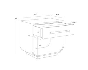 Sunpan Tarrant Nightstand – Elegant Black Oak with Raffia Handles and Modern Curves for Stylish Storage Solutions