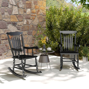 English Elm Outsunny Outdoor Rocking Chairs Set Of 2 - Classic Black Wood Rockers For Patios, Gardens & Balconies W2225P217107-GIGA
