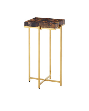 Currey & Company Casey Mother Of Pearl Accent Table – Luxurious Mosaic Shell Design With Chic Brass Frame For Elegance Natural Pen Shell ,Stainless Steel ,Engineered Wood 4000-0226-currey-company