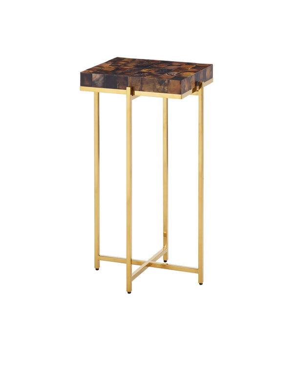 Currey & Company Casey Mother Of Pearl Accent Table – Luxurious Mosaic Shell Design With Chic Brass Frame For Elegance Natural Pen Shell ,Stainless Steel ,Engineered Wood 4000-0226-currey-company