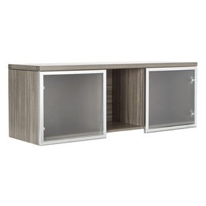 OSP Home Furnishings Wall-mount Overhead Cabinet with Glass Doors for Kitchen or Office Vertical Storage NAPURB-WM48DG