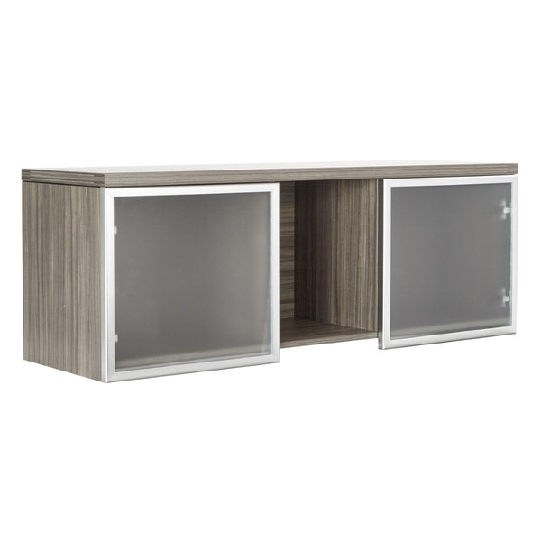 OSP Home Furnishings Wall-mount Overhead Cabinet with Glass Doors for Kitchen or Office Vertical Storage NAPURB-WM48DG