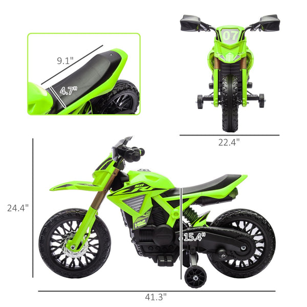 English Elm Qaba Kids Electric Dirt Bike 6v Battery Powered Ride on with Training Wheels Ages 3 to 8 W2225P249807