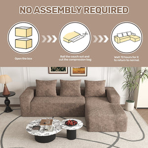 English Elm 106" Modular Sectional Couch Dark Coffee - Boneless L-Shape Chaise, Corduroy Cloud Sofa, No Assembly, Deep Seat Comfort W3795S00001