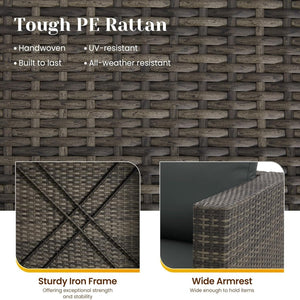 English Elm 5-piece Outdoor Modular Pe Rattan Wicker Patio Set with Tempered Glass Coffee Table Gray B082P455127