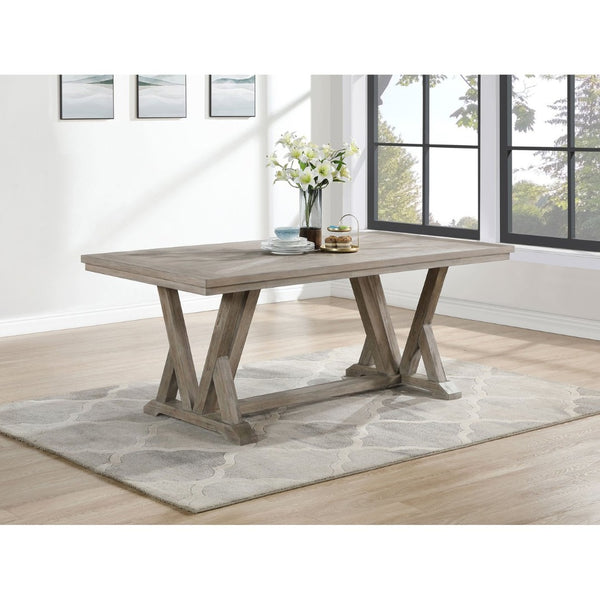 English Elm Ruston Acacia Wood Rectangular Dining Table Seats Eight with Trestle Base B062P441051