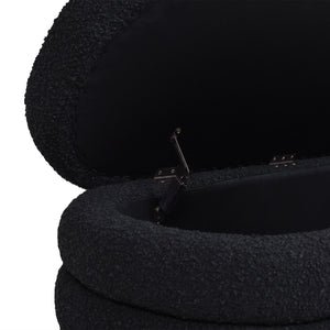 English Elm Jennifer Taylor Home - Fuji 49" Upholstered Oval Storage Bench with Bouclé Texture, Plush Tufted Lid & Hidden Compartment Black B2719P238463