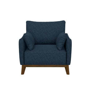 English Elm Wallace & Bay - Blue Mid-Century Modern Fabric Chair in Navy Storm – Comfortable, Easy-Care Accent Seat, 35.4"W B361P384457