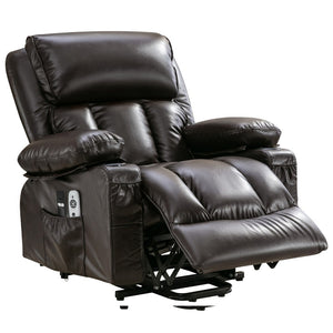 English Elm Power Lift Recliner Chair with Massage Heat Usb and Fleece Leather for Seniors W1521P302650
