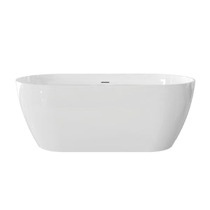 English Elm 59" Stone Resin Freestanding Soaking Tub Spa Grade Oval Design for Modern Baths Glossy White W1920P410060