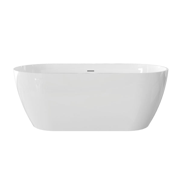 English Elm 59" Stone Resin Freestanding Soaking Tub Spa Grade Oval Design for Modern Baths Glossy White W1920P410060