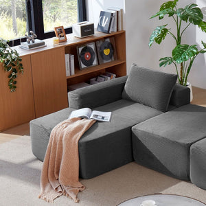 English Elm Cloud Oversized Corduroy Chaise Sectional with Deep Seat for Cozy Living Spaces W3975P391632
