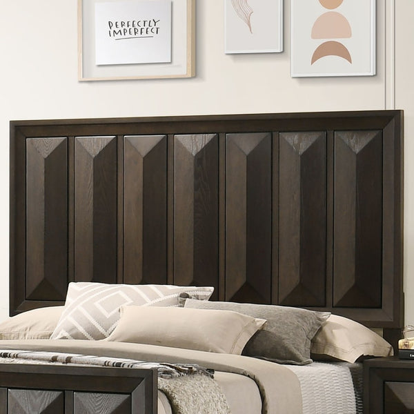 English Elm Beautiful Espresso Wood Panel Queen Bed Set with Two Nightstands for Transitional Bedroom B2741S00897