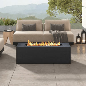 English Elm U_style Rectangular Outdoor Propane Fire Pit Mgo Set with Tank Cover Table Black,Light Gray WY000498AAB