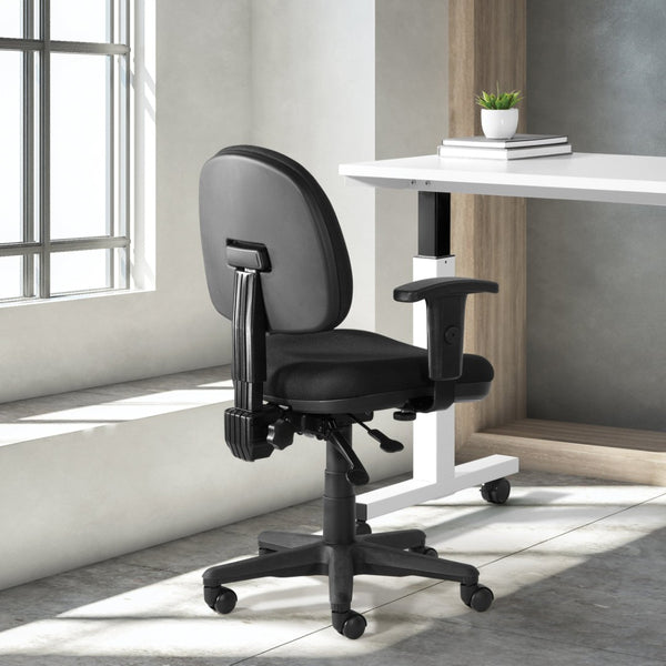 OSP Home Furnishings Sculptured Ergonomic Office Chair with Lumbar Support and Adjustable Arms for Long Days Black 8180-231
