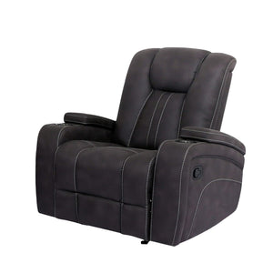 English Elm Transitional Multi-Function Glider Recliner with Channel Back, Cup Holders, Hidden Storage, Upholstered Comfort Dark Gray 39 L x 30 W x 28 H B2741P384501