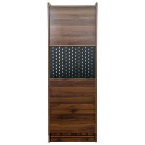 English Elm Folding Wall-Mount Desk with Shelves and Pegboard, Space-Saving Foldable Workstation for Small Rooms W331S00199