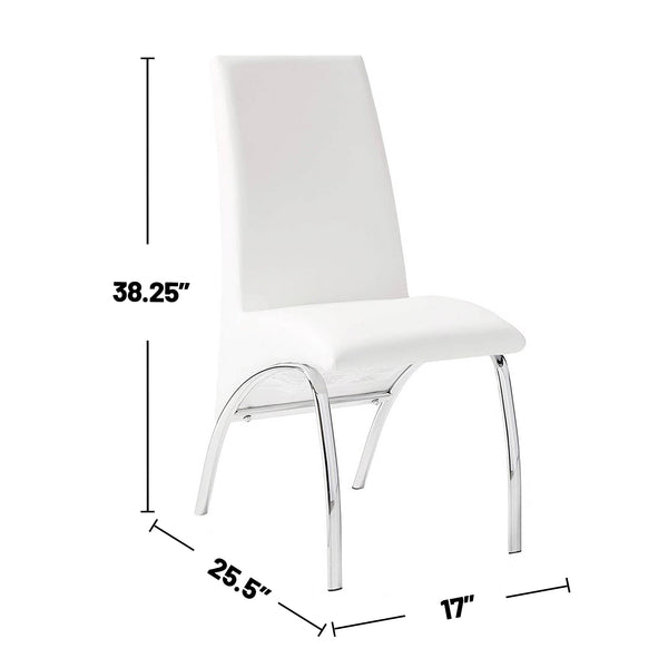 English Elm Set of 2 Padded Leatherette Side Chairs White with Chrome Legs — Modern Curved Dining Accent Seats B016P156850