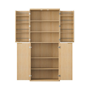 English Elm 72" Fluted Pantry Cabinet Tall Freestanding Kitchen Organizer with Sculpted Wood Doors Oak W1820P379274