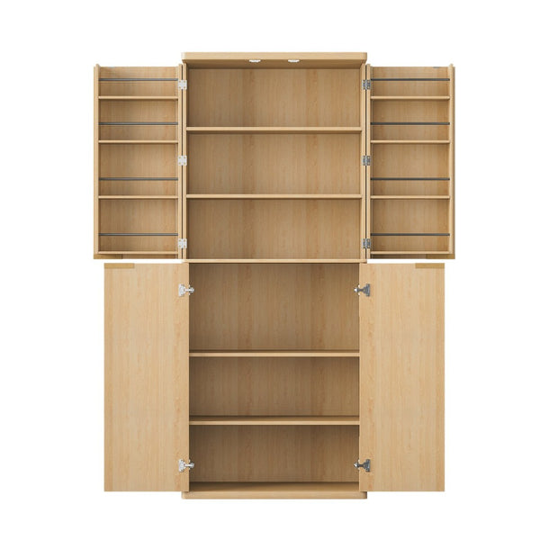 English Elm 72" Fluted Pantry Cabinet Tall Freestanding Kitchen Organizer with Sculpted Wood Doors Oak W1820P379274