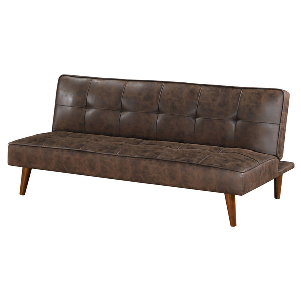 English Elm Ralston Upholstered Convertible Sofa Bed with Retro Angled Wood Legs, Leatherette Comfort & Springs Dark Coffee B062P353265