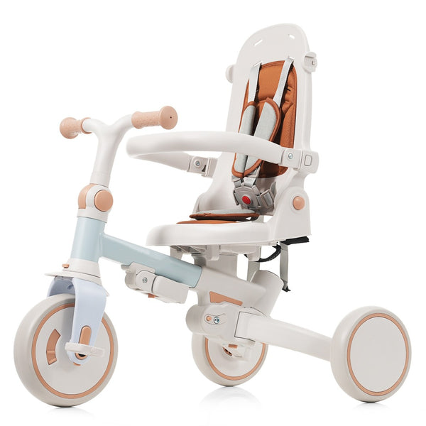 English Elm 7 in 1 Convertible Toddler Trike Aluminum Foldable Push Bike with Canopy for Ages 1 to 6 Blue N726P248345C