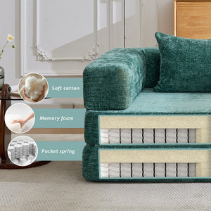 English Elm Compression Convertible Floor Sofa Bed - Cozy Chenille Loveseat For Small Spaces, No Assembly Needed! W3723P345641