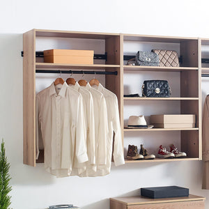 English Elm Devi Oak Wall-Mounted Closet System with Durable Melamine Wood, Ample Modular Storage & Easy Assembly B040S00118