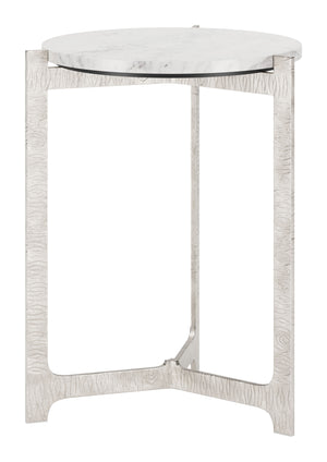 Barmas Side Table White & Silver 110256 Zuo Modern