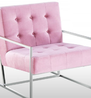 English Elm Living Room Modern Tufted Accent Chair with Chrome Frame, Velvet Upholstery, Mid-Century Comfort Design Pink 33 L x 30 W x 28 H B011P360627