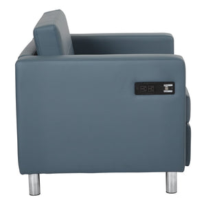 OSP Home Furnishings Atlantic Lounge Chair with Built-in Ac Outlet and Usb Port for Modern Living Spaces Blue ATL51-R105