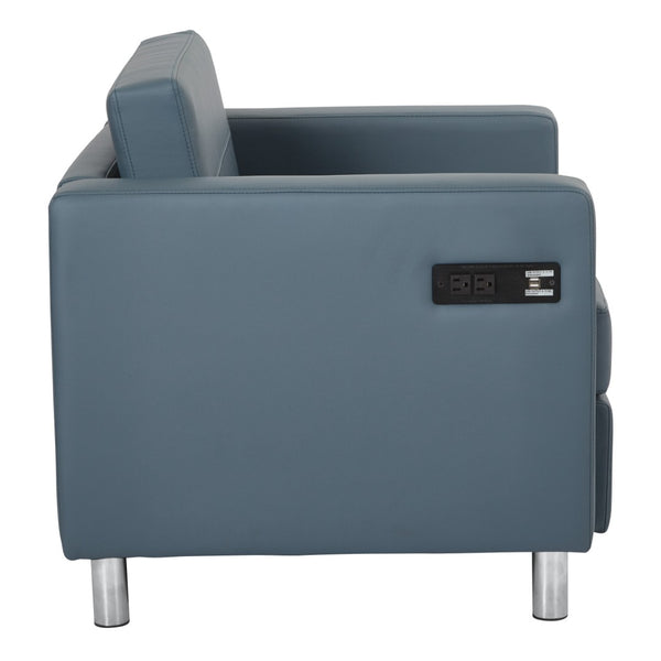 OSP Home Furnishings Atlantic Lounge Chair with Built-in Ac Outlet and Usb Port for Modern Living Spaces Blue ATL51-R105