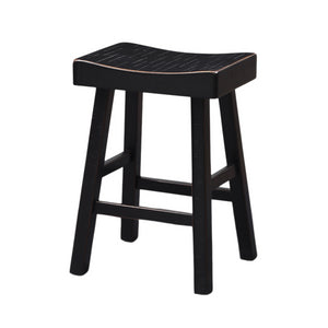 English Elm Traditional 24-inch Solid Wood Stool Set of 2 with Contour Seat, Transitional Dining Accent Seating Pair Black 40 L x 20 W x 10 H B2741P338655