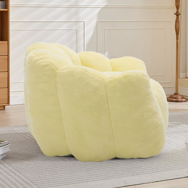 English Elm Lotus Floor Bean Bag Sofa Memory Foam Filled with Pull Ring for Living Room Bedroom Yellow W2311P434593