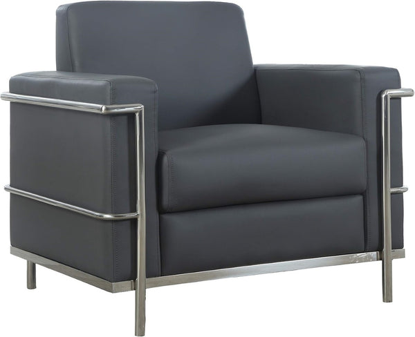 English Elm Executive Faux Leather Club Chair with Polished Chrome Frame for Modern Living Spaces Light Gray B011P439045