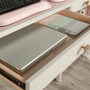 English Elm Computer Desk with Flip-Down Keyboard, Smooth-Glide Drawer, Cable Management & CPU Compartment for Home Office LIGHT GREY B356P354439