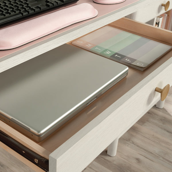 English Elm Computer Desk with Flip-Down Keyboard, Smooth-Glide Drawer, Cable Management & CPU Compartment for Home Office LIGHT GREY B356P354439