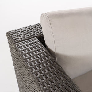 English Elm Christopher Knight Home® - SANTA SANTA ROSA Left Armchair in Grey Rattan with Aluminum Frame — Weatherproof, Modern Comfort Grey+Silver 65057.00ALUGRY