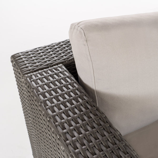 English Elm Christopher Knight Home® - SANTA SANTA ROSA Left Armchair in Grey Rattan with Aluminum Frame — Weatherproof, Modern Comfort Grey+Silver 65057.00ALUGRY