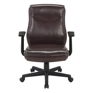 OSP Home Furnishings Mid Back Faux Leather Manager Chair with Lumbar Support and Pneumatic Height Adjust Chocolate FL91201-U2