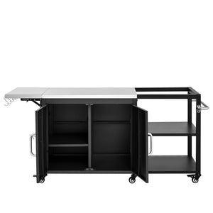 English Elm K&k Stainless Steel Outdoor Grill Cart with Cabinet Drop Leaf and Swivel Casters N707P397500B
