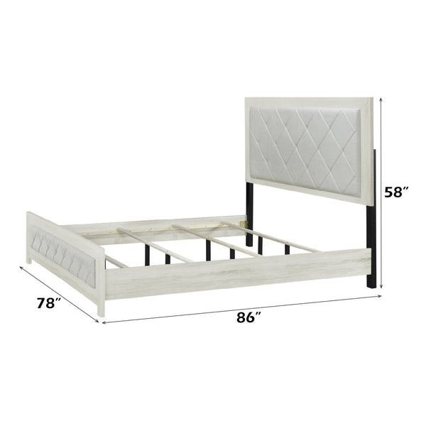 English Elm Jehoram Eastern King Bed Linen Upholstered Lozenge Tufted Headboard Neutral Bedroom B2726S00532