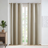 SunSmart Taren Modern/Contemporary Solid Blackout Triple Weave Grommet Top Curtain Panel Pair SS40-0155 Beige