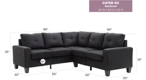English Elm Newbury Value-Priced Sectional Sofa with Pocketed Coil Seat Cushions and Kiln-Dried Hardwood Frame Black 52 L x 30 W x 18 H B078S00042