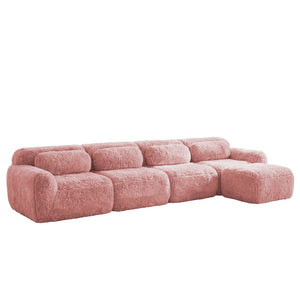 English Elm L-shaped Modular Plush Sectional Sofa with Cloud Foam Cushions for Cozy Living Spaces Pink W714S01563