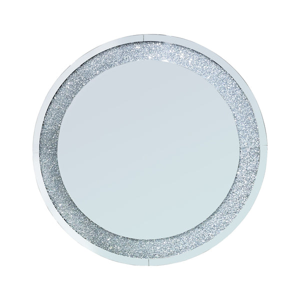 English Elm 33.46"(85cm)Crystal Radiant Diamond Mirror Silver Round Wall Art — Beveled Glass, Acrylic Sparkle W3836P361755
